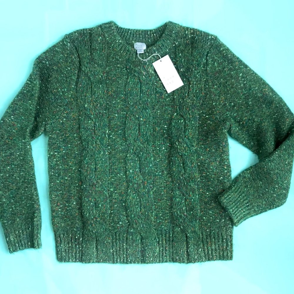 Target Green Crewneck Cable Knit Pullover Sweater